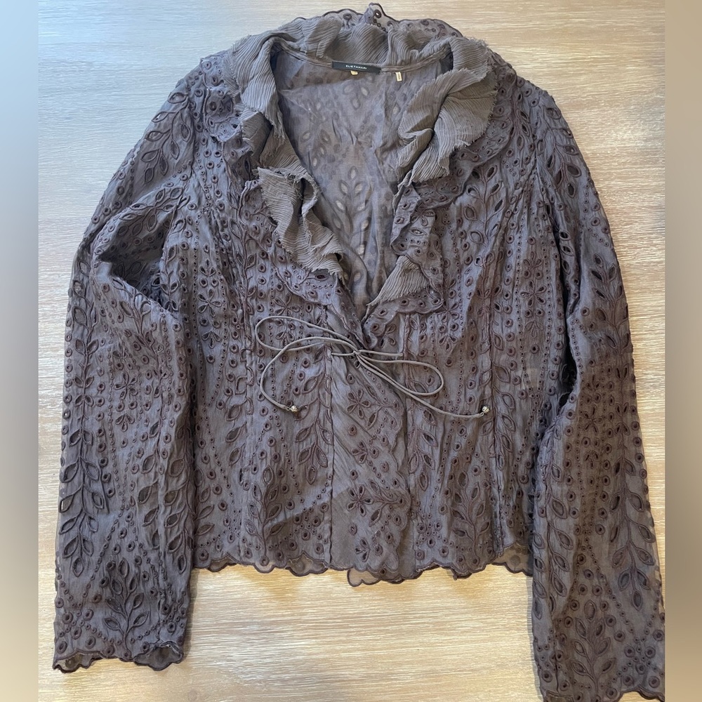 100% silk Elie Tahari ruffled vintage jacket .